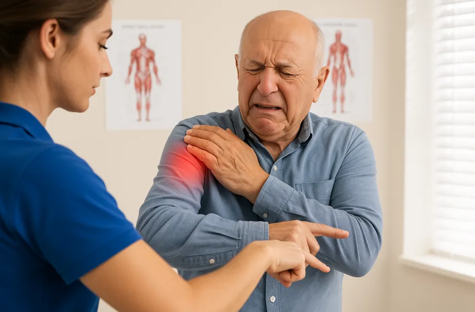 Senior adult experiencing shoulder pain